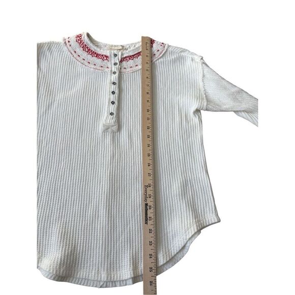 FREE PEOPLE HOLLY HENLEY size XS White Ivory Embroidered Boho Thermal - Picture 7 of 14